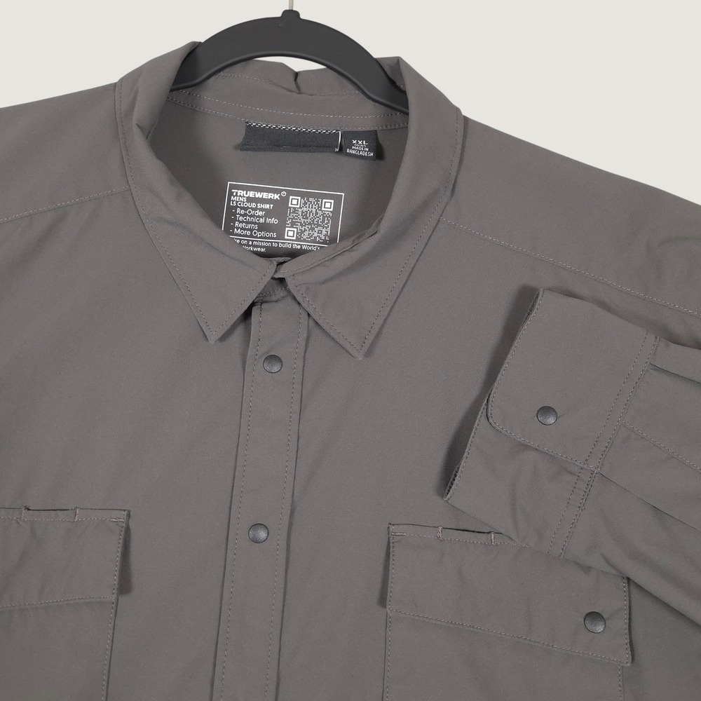 Truewerk Men XXL Long Sleeve Cloud Shirt Grey Long Sleeve Snap Front Work Shirt